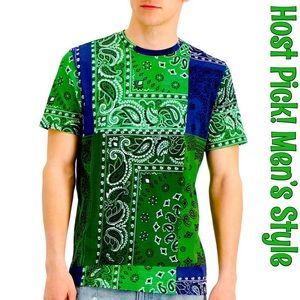 Sun + Stone Color Blocked Bandana Patchwork Shirt